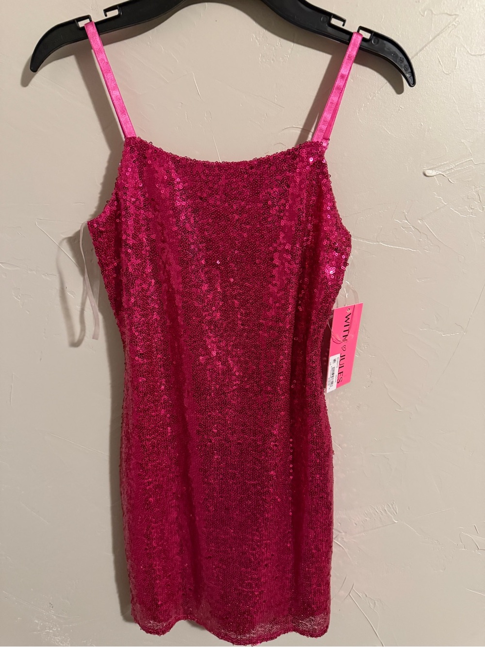 Girls' Hot Pink Sequin Slip Dress